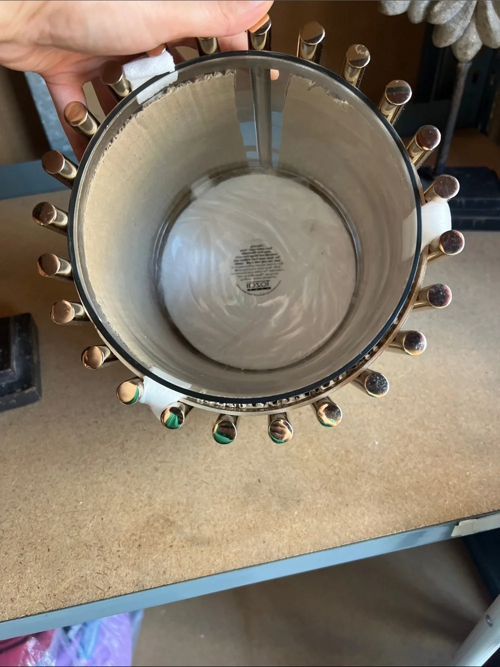 Metallic Gold Decorative Cylinder Planter - Home Accents